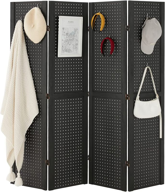 Photo 1 of *SEE NOTES* Haddockway 4 Panel Pegboard Display 5 Ft Folding Privacy Screen, Grey