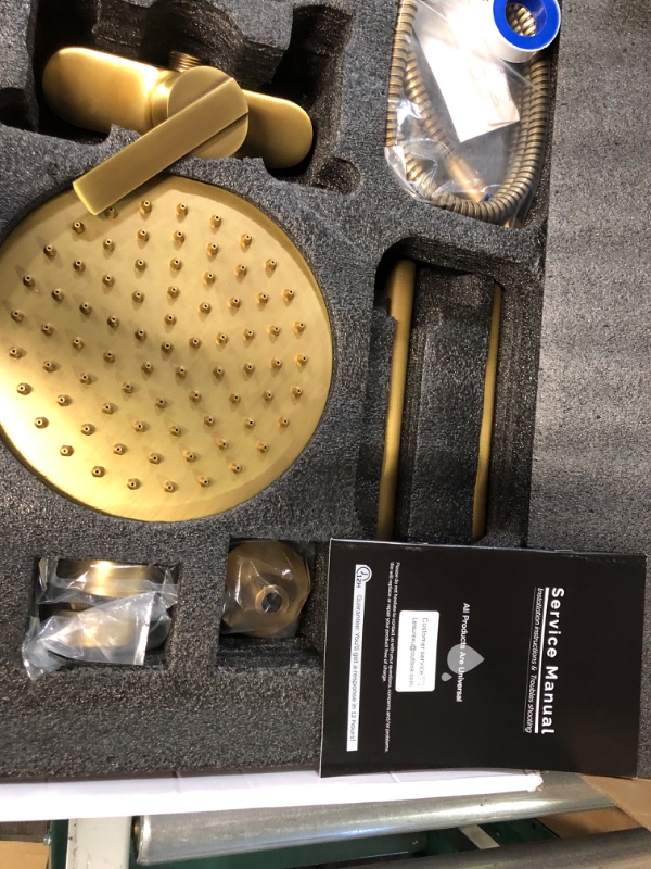 Photo 4 of *SEE NOTES* Antique Brass Exposed Pipe Shower System 8 Inch Rainfall Shower Head