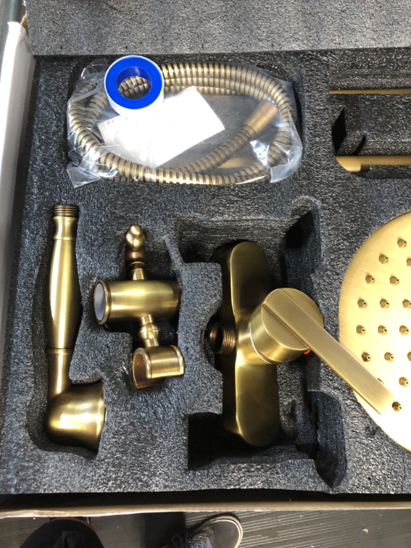 Photo 1 of *SEE NOTES* Antique Brass Exposed Pipe Shower System 8 Inch Rainfall Shower Head
