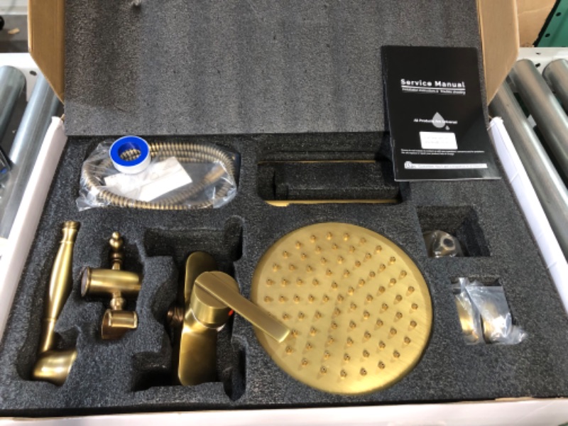 Photo 2 of *SEE NOTES* Antique Brass Exposed Pipe Shower System 8 Inch Rainfall Shower Head