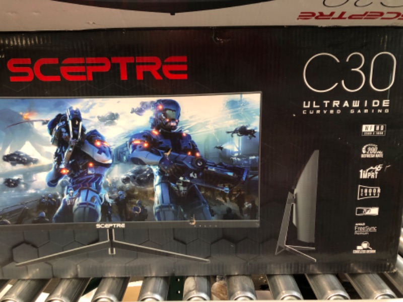 Photo 2 of Sceptre 30-inch Curved Gaming Monitor with 21:9 2560x1080 Ultra Wide Ultra Slim HDMI DisplayPort up to 200Hz Build-in Speakers