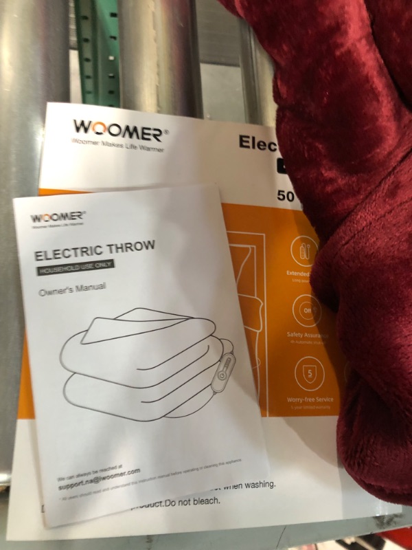 Photo 3 of **SEE NOTES**  Electric Heated Throw Blanket Fleece with Controller, 50" x 60" (Red) 