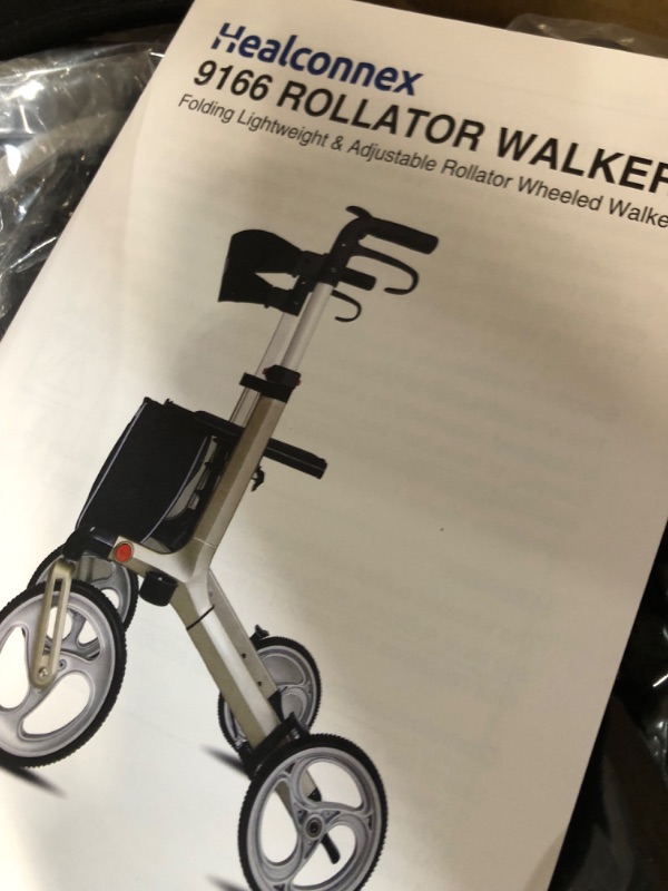 Photo 5 of Healconnex Rollator Walkers for Seniors-Folding Rollator Walker with Seat and Four 8-inch Wheels - Blue