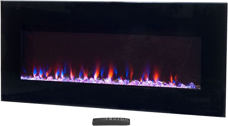 Photo 1 of  NO REMOTE* 36-Inch Wall-Mounted Electric Fireplace – LED Fire Flames Black 36" Adjustable Heat Fireplace