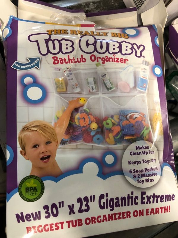 Photo 2 of *SEE NOTES* Original Tub Cubby Really Big Bath Toy Storage for Baby Toys with Suction & Adhesive Hooks, 30"x23" 