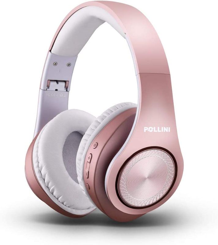 Photo 1 of Bluetooth Headphones Wireless, pollini 40H Playtime Foldable Over Ear Headphones  (Rose Gold)
