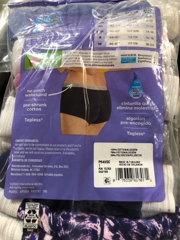 Photo 3 of Hanes Women's Sporty Cotton Assorted Boyshort Underwear 7 6 Pack - Assorted 1