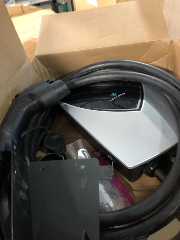 Photo 2 of Lectron Bundle - V-Box 48 Amp Electric Vehicle Charging Station & Black Tesla to J1772 Charging Adapter, Max 48 Amp & 250V   ***** SEE PHOTO FOR DAMAGED FACE 