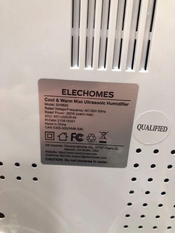 Photo 5 of ***PARTS ONLY NOT FUNCTIONAL***Elechomes Humidifier for Large Room Bedroom Plants, SH8820 Warm and Cool Mist Humidifiers, 5.5L Top Fill Vaporizer with Remote Control, Ultra Quiet, LED Display, Humidity Sensor, Auto Shut-off, White   **** LIKE NEW UNABLE T