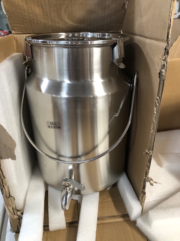 Photo 2 of Mophorn 304 Stainless Steel Milk Can 10 Liter Milk bucket Wine Pail Bucket 2.6 Gallon Milk Can Tote Jug with Sealed Lid Heavy Duty 10L