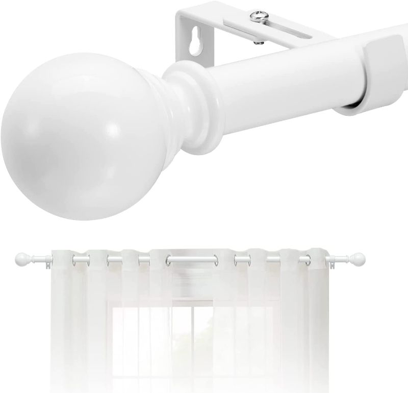 Photo 1 of 1 Inch Curtain Rods for Windows, 30 to 62 Inch White Curtain Rod Set, Stainless Steel 