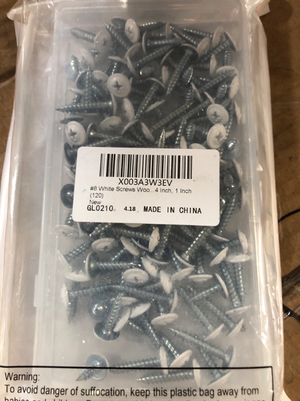 Photo 1 of 100 Pieces #8 White Screws