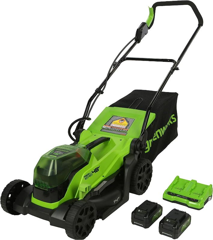 Photo 1 of ***SEE NOTES - HEAVILY USED - NO BATTERIES/BASKET INCLUDED*** 
GreenWorks 48V 14" Brushless Cordless Electric Lawn Mower
