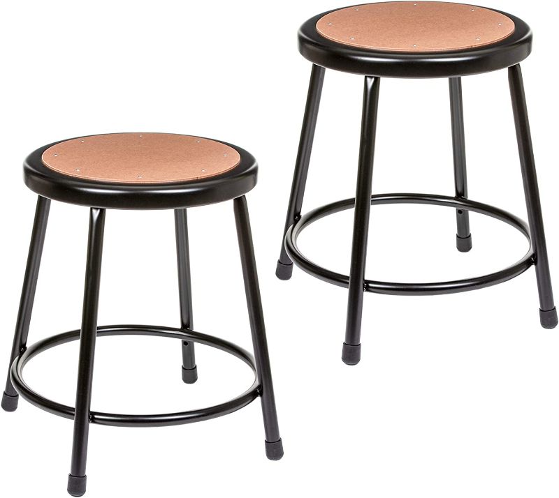 Photo 1 of (2 Pack) OEF Furnishings Black Shop Stool, 18” Black 18" Black Shop Stool