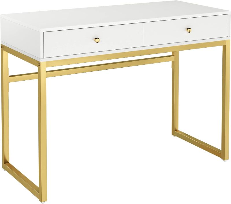 Photo 1 of ***SEE NOTES*** Desk, White/Gold, 43.31" x15.75" x 29.92", T101