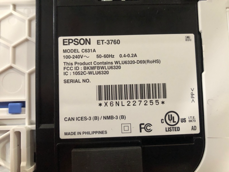 Photo 3 of ***REFURBISHED*** Epson EcoTank ET-3760 Wireless Color All-in-One Cartridge-Free Supertank Printer