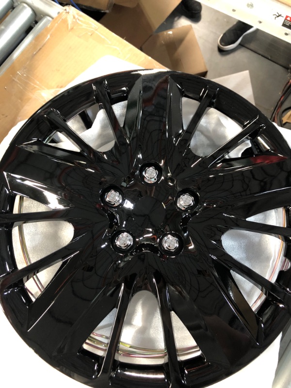 Photo 2 of OxGord Hubcaps 18 inch Wheel Covers (Set of 4) Ice Black Compatible with 2014-2019 Chevrolet Impala