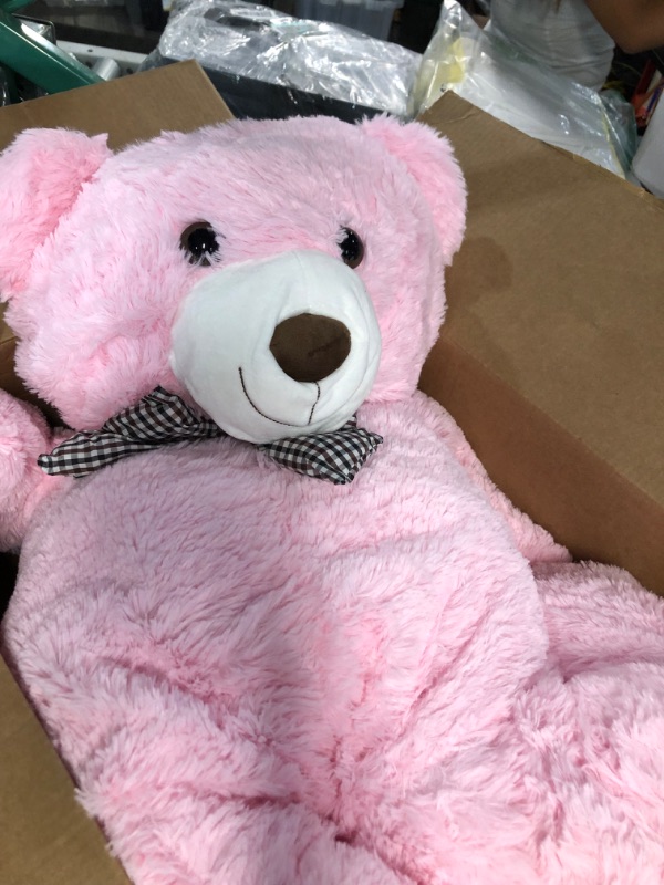 Photo 3 of MorisMos Giant Teddy Bear Stuffed Animals, Big Teddy Bear Plush, Pink Large Bear for Girlfriend Girls Gifts on Christmas Valentine's Day Birthday, 39 Inch Pink 39 Inch