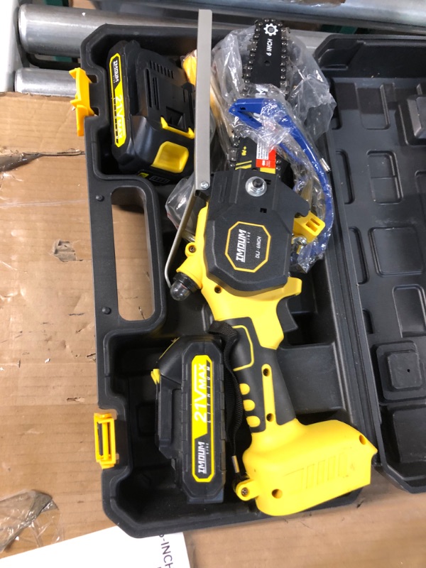 Photo 3 of ?UPGRADE 2022?Mini Chainsaw, 6-Inch Brushless Cordless Chainsaw with Oil System, Electric Chainsaw Powered by 2Pcs 21V 2.0Ah Batteries,