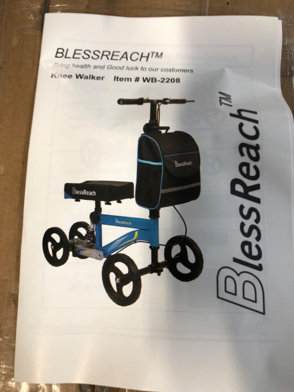 Photo 3 of BlessReach Foldable Steerable Knee Walker Crutch Alternative?Deluxe Medical Scooter Double Handbrake