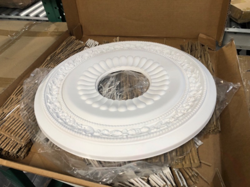 Photo 3 of ***SEE NOTES**Ekena Millwork CM20LN Lauren Ceiling Medallion, 20 5/8"OD x 6 1/4"ID x 1 3/8"P, Factory Primed white 