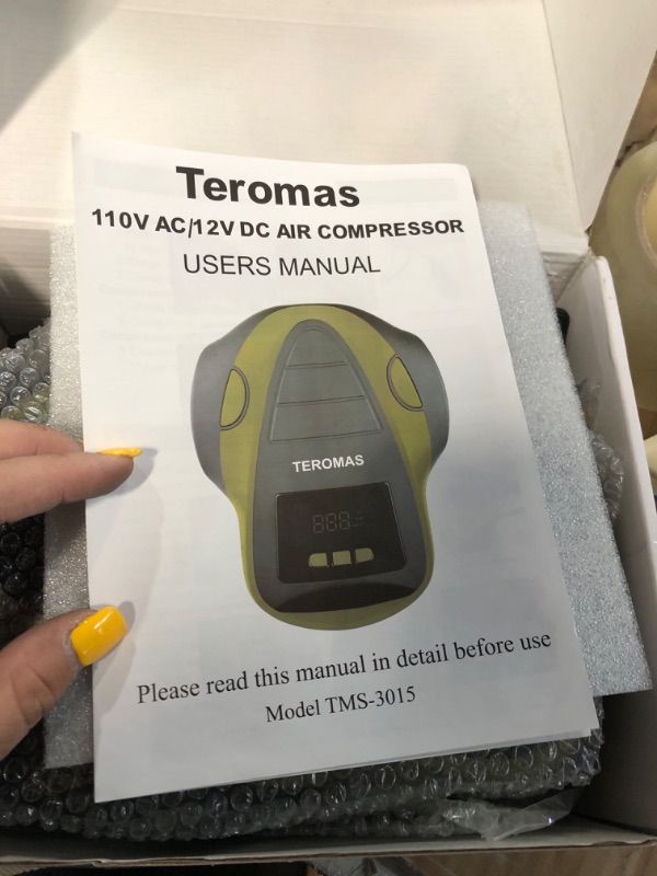 Photo 1 of TEROMAS Tire Inflator Air Compressor, Portable DC/AC Air Pump for Car Gauge (Green)