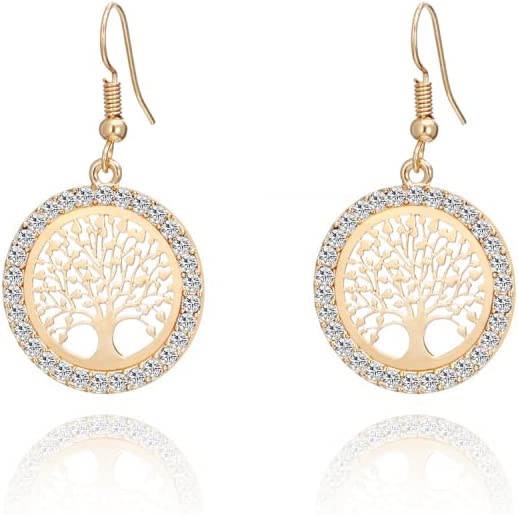 Photo 1 of Koleso Gold Silver Plated Tree Of Life Drop Earrings For Women 2021 Fashion Earrings 11.11 Trend Jewelry Best Friend-38793
