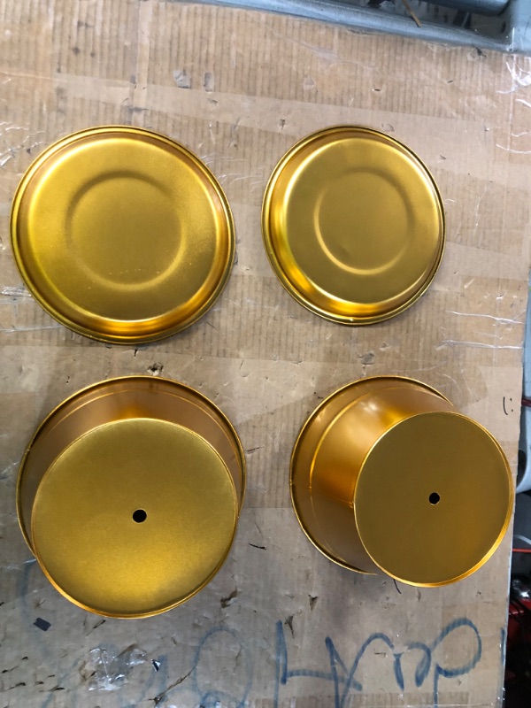 Photo 1 of [See Notes] 6 Inch Gold Shallow Small Metal Plant Pots with Saucer 2 Pack