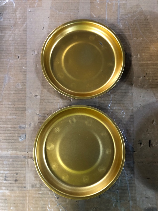 Photo 6 of [See Notes] 6 Inch Gold Shallow Small Metal Plant Pots with Saucer 2 Pack