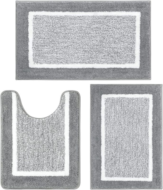 Photo 1 of [Like New] Pauwer Bathroom Rugs Sets 3 Piece Bathroom Shower Rugs with U-Shaped Contour Toilet Mat