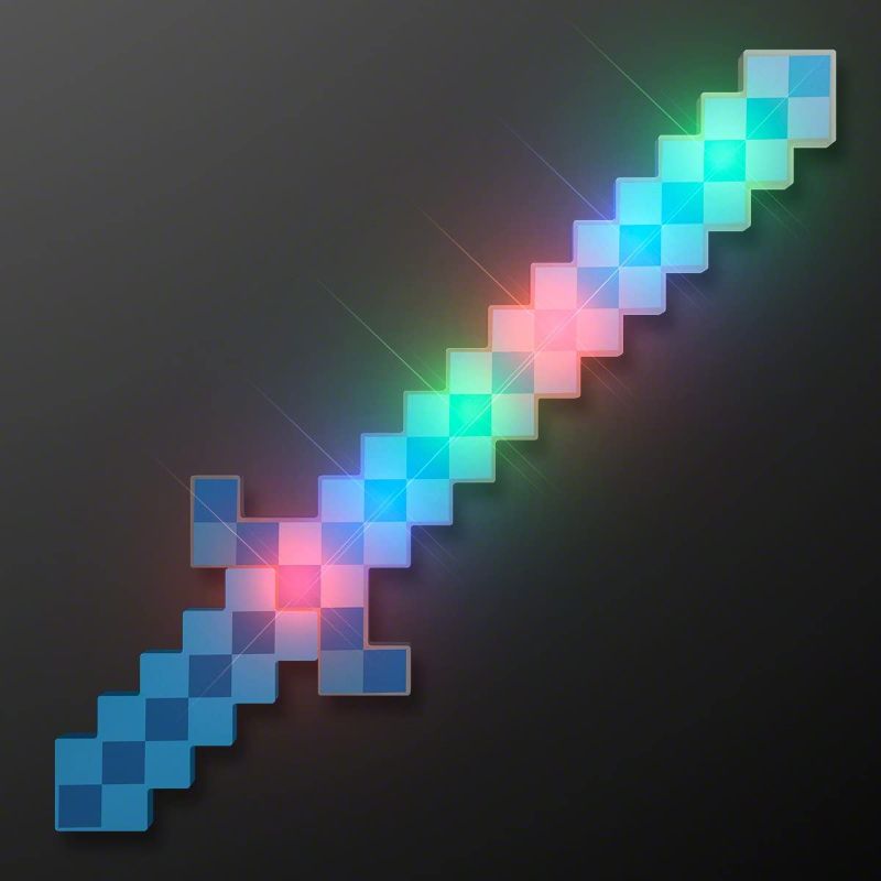 Photo 1 of [Like New] Fun Central LED Light Up Pixel 8-Bit Toy Sword for Kids -  2pc