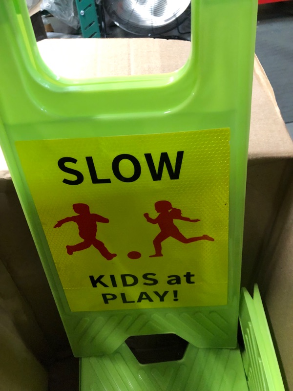 Photo 3 of Slow Kids at Play Signs for Street, Double-Sided Text and Graphics with Reflective Tape