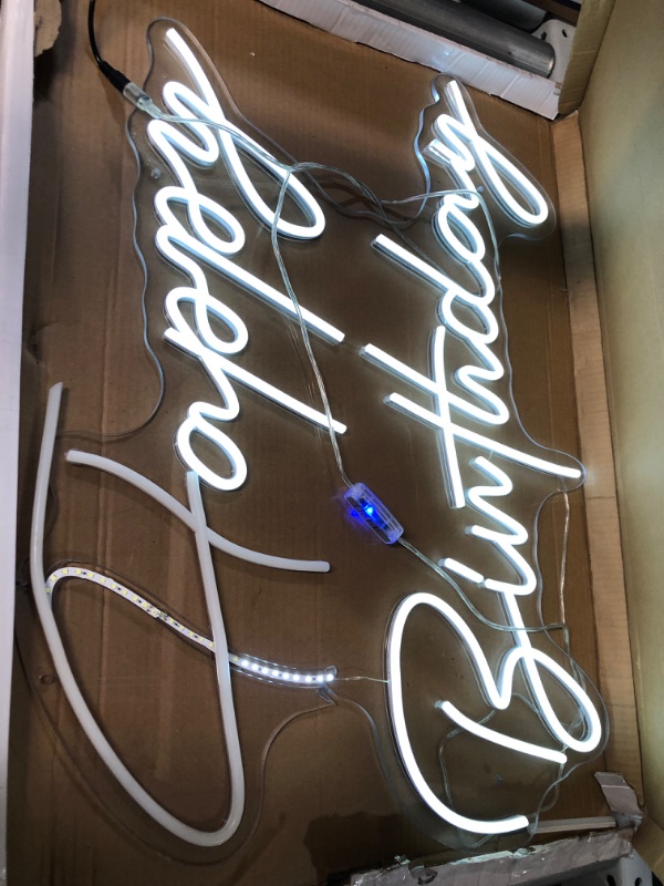 Photo 2 of [DAMAGE] Large Happy Birthday LED Neon Sign, 28 inches 