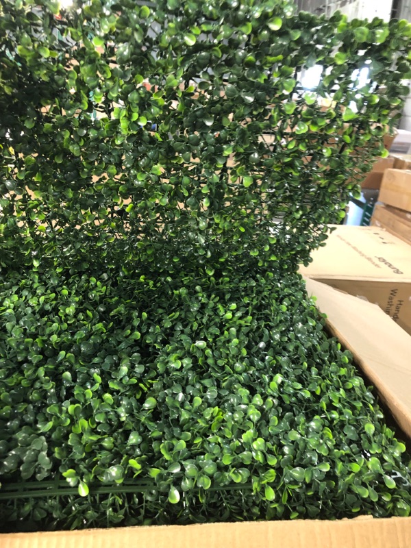 Photo 3 of [USED] Bybeton Artificial Boxwood Grass Wall Panels,24 Pack 20"x 20"  24P Dense Green