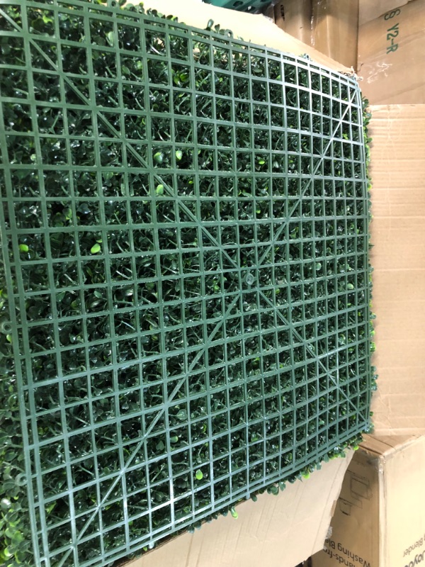 Photo 2 of [USED] Bybeton Artificial Boxwood Grass Wall Panels,24 Pack 20"x 20"  24P Dense Green