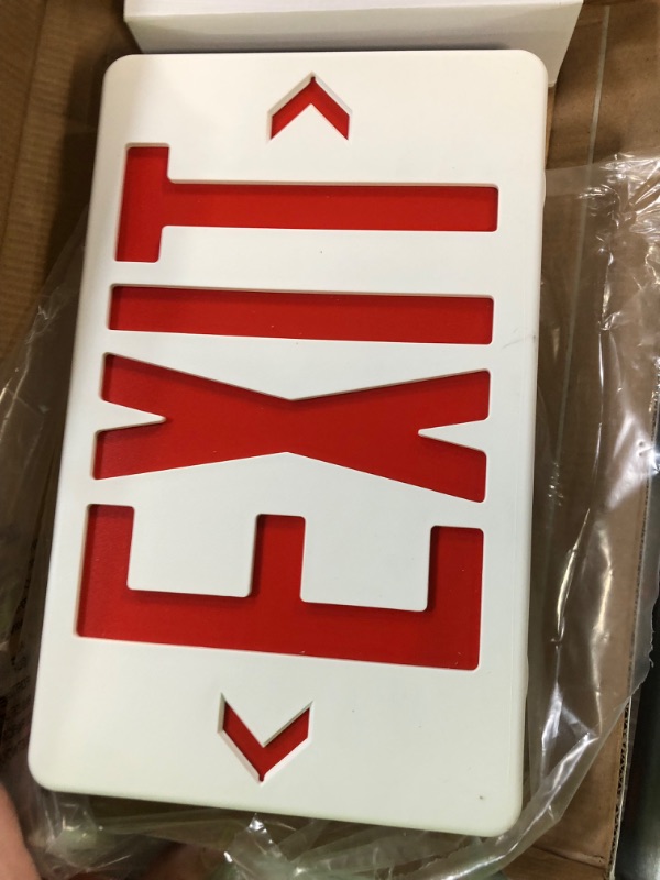 Photo 1 of OSTEK Red LED Exit Sign with Emergency Lights, Two LED Adjustable Head Emergency Exit Lights with Battery Backup UL-Listed 120-277V