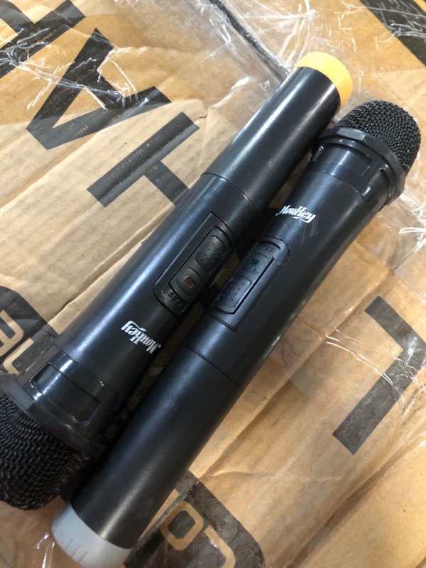Photo 1 of Moukey Karaoke Machine, PA System Subwoofer, Portable Bluetooth Speaker w/ 2 Wireless Microphones,