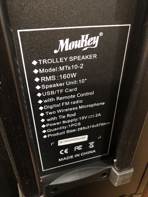 Photo 2 of Moukey Karaoke Machine, PA System Subwoofer, Portable Bluetooth Speaker w/ 2 Wireless Microphones,