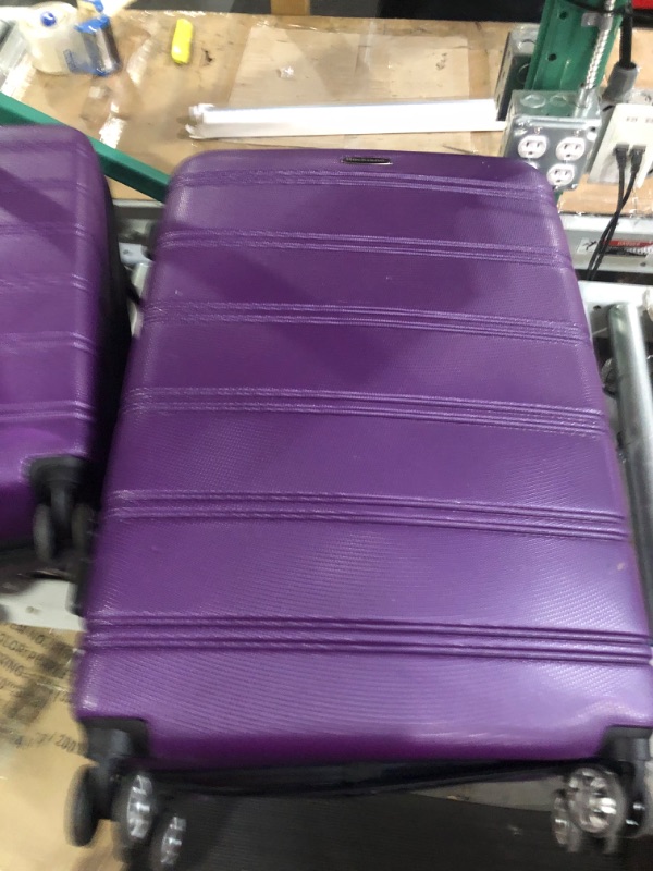 Photo 3 of *MINOR DAMAGE SEE NOTES*Rockland Melbourne Hardside Expandable Spinner Wheel Luggage, Purple, 3-Piece Set (20/24/28)