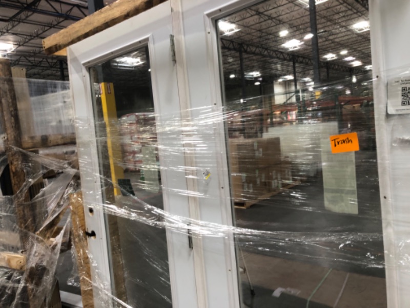 Photo 1 of ***READ NOTES ***72 in. x 80 in. Reliant Series Clear Full Lite White Primed Right Hand Outswing Fiberglass Double Prehung Patio Door
