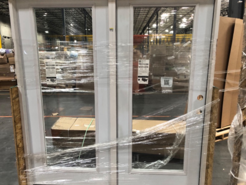 Photo 2 of ***READ NOTES ***72 in. x 80 in. Reliant Series Clear Full Lite White Primed Right Hand Outswing Fiberglass Double Prehung Patio Door
