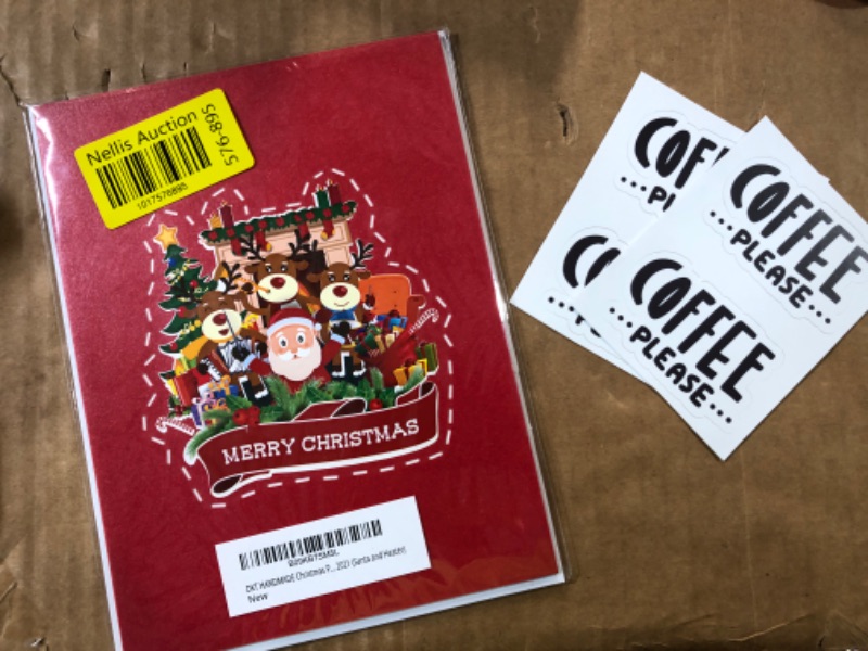 Photo 2 of DKT HANDMADE Merry Christmas Pop Up Card, + Coffee Please Stickers (4 Pack) 