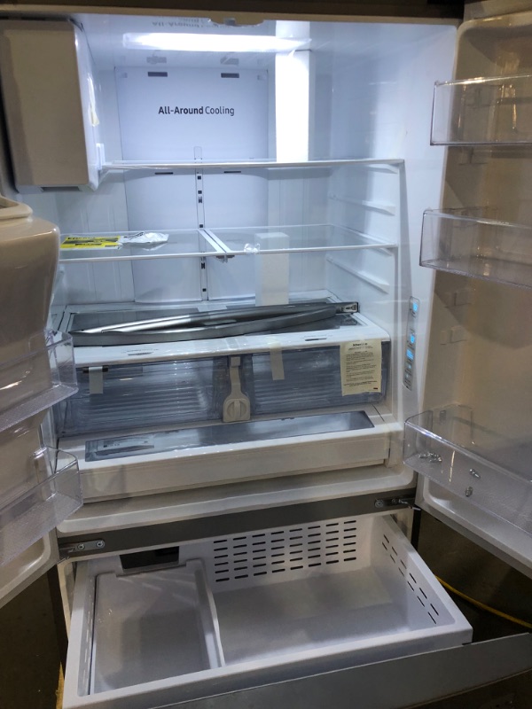 Photo 11 of 27 cu. ft. Large Capacity 3-Door French Door Refrigerator with Dual Ice Maker in Stainless Steel SAMSUNG
TESTED POWERS ON