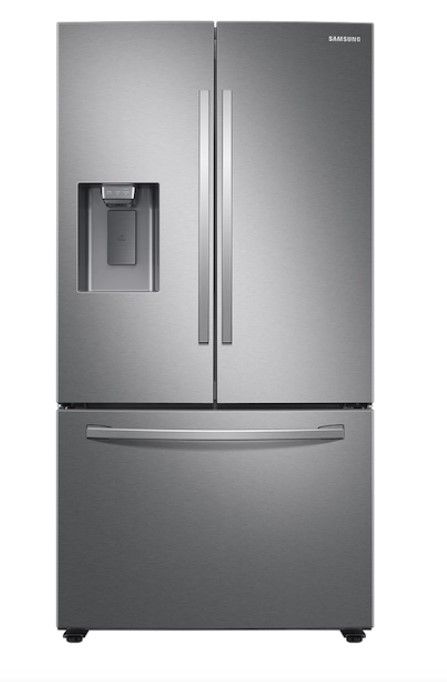 Photo 1 of 27 cu. ft. Large Capacity 3-Door French Door Refrigerator with Dual Ice Maker in Stainless Steel SAMSUNG
TESTED POWERS ON