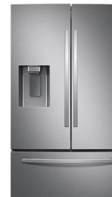 Photo 1 of 27 cu. ft. Large Capacity 3-Door French Door Refrigerator with Dual Ice Maker in Stainless Steel SAMSUNG