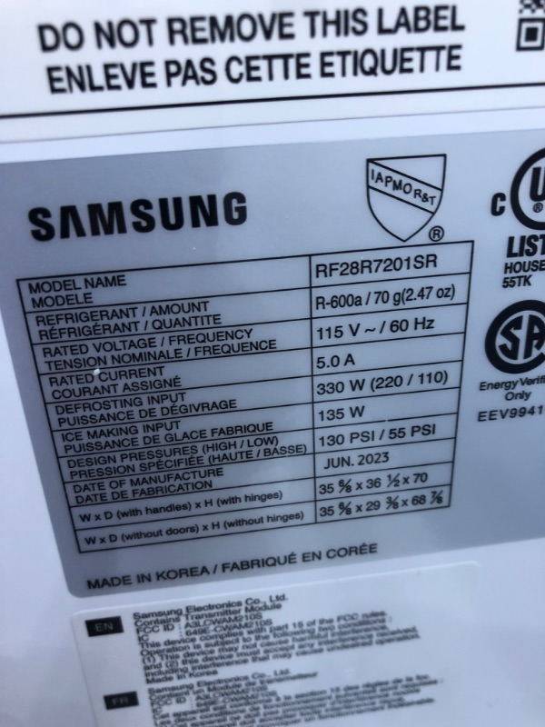 Photo 3 of 27 cu. ft. Large Capacity 3-Door French Door Refrigerator with Dual Ice Maker in Stainless Steel SAMSUNG