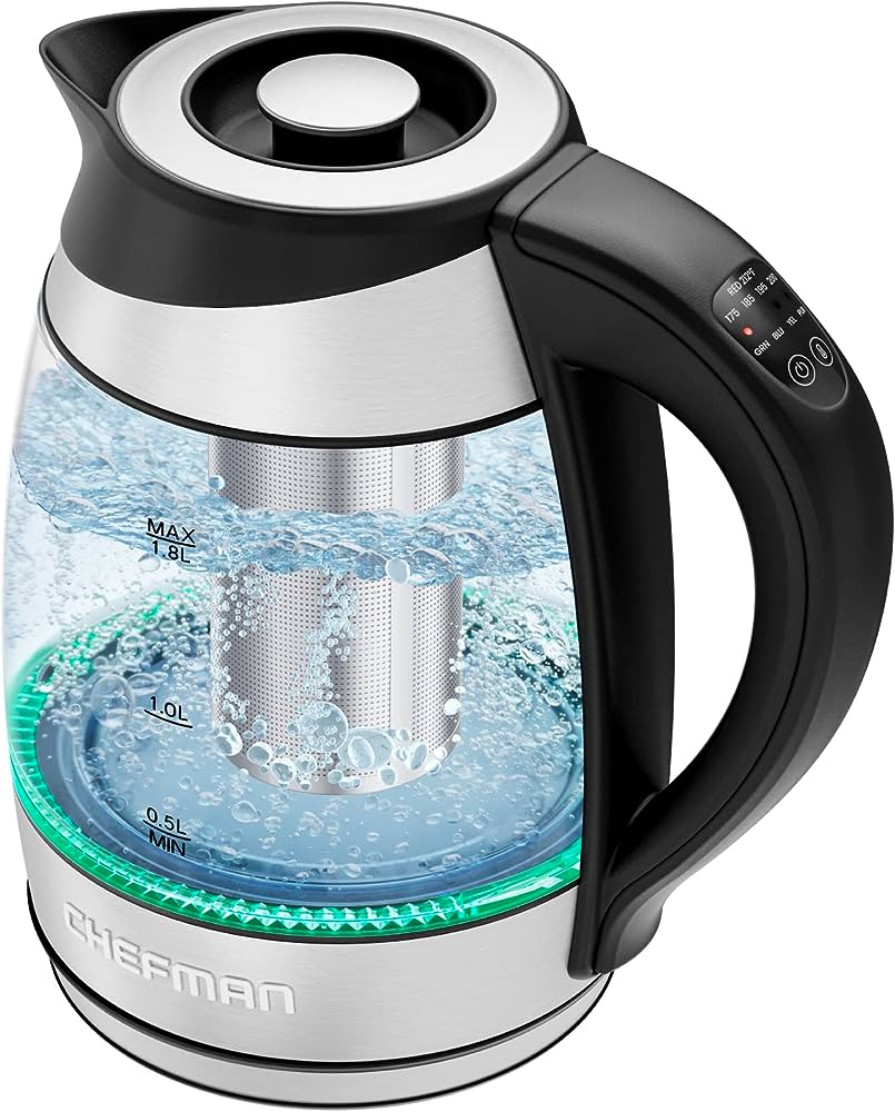 Photo 1 of **SEE NOTES**
Chefman Electric Kettle with Temperature Control, 5 Presets LED Indicator Lights, Removable Tea Infuser, Glass Tea Kettle & Hot Water Boiler, 360° Swivel Base, BPA Free, Stainless Steel, 1.8 Liters