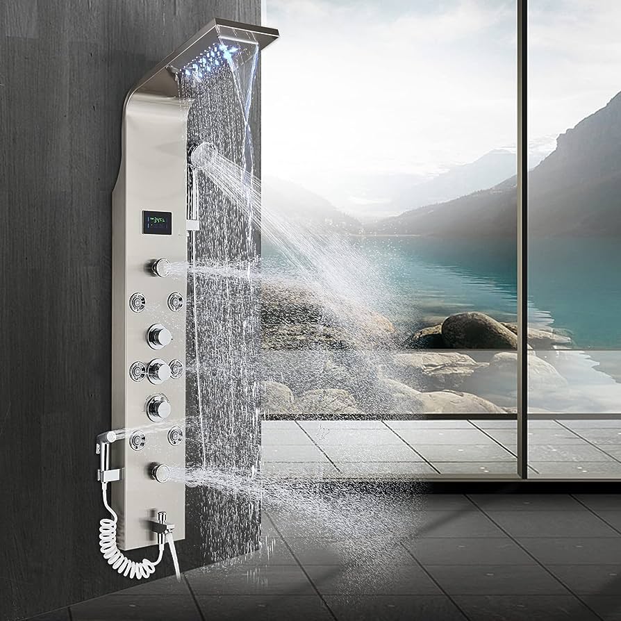 Photo 1 of (USED AND SIMILAR TO THE AlenArt Shower Panel Tower System,7-Function Shower Wall Panel, LED Rain Waterfall Shower Column Head,Shower Tower Panel With full Body Shower System Tub Shower With Bidet, Brushed Nickel