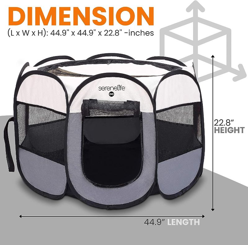 Photo 1 of **STOCK PHOTO IS REFERENCE**
SereneLife Large Portable Foldable Pet Tent - 8-Panel Cat Dog Mesh Exercise Playpen