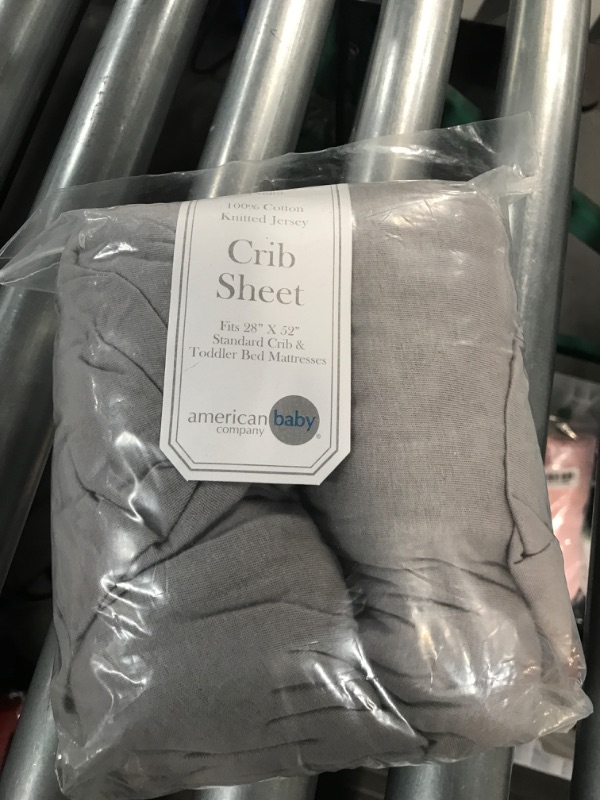 Photo 2 of American Baby Company 2 Pack 100% Cotton Value Jersey Knit Fitted Crib Sheet *GREY*